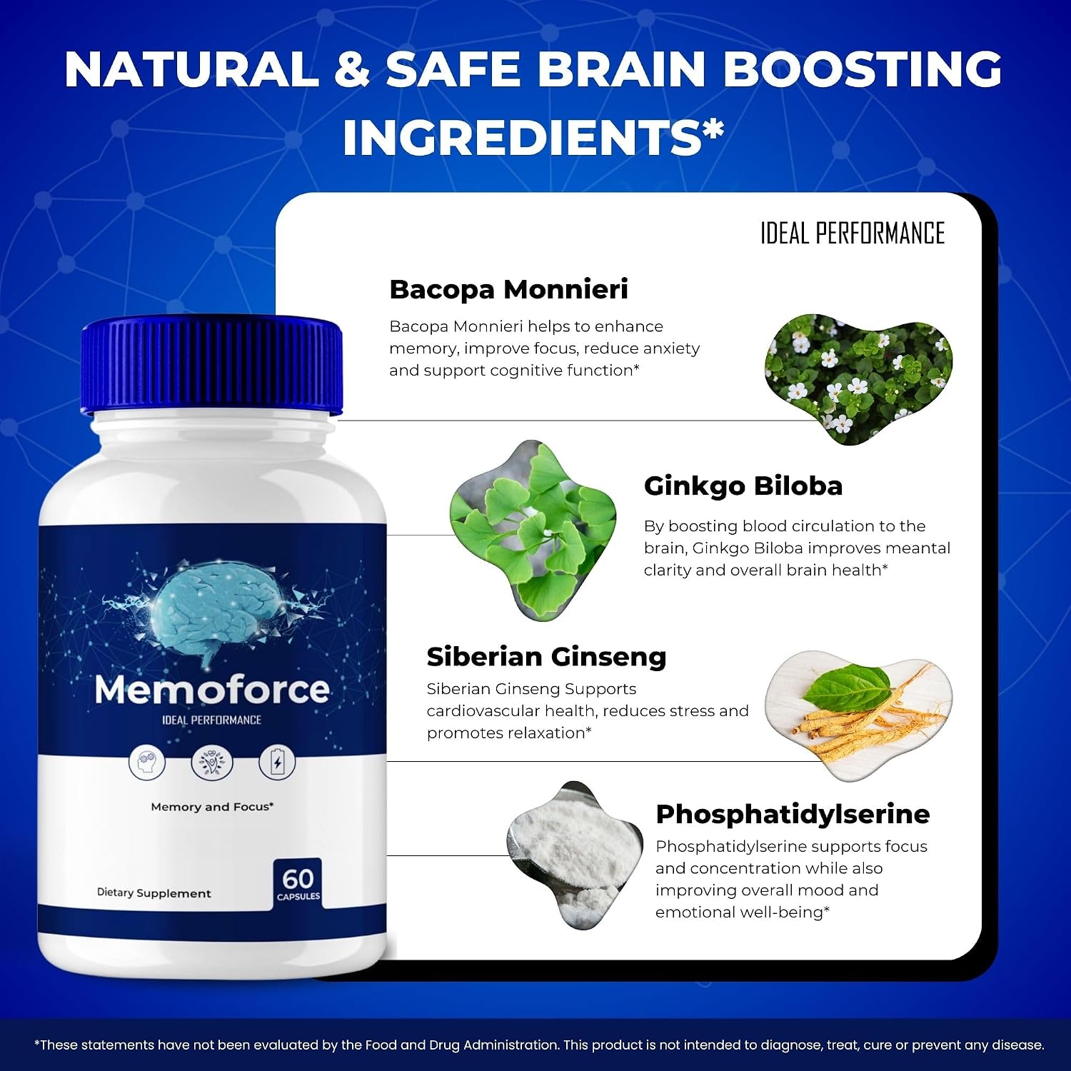 Memoforce Brain – Cápsulas Avanzadas para Memoria y Enfoque (3 Envases)