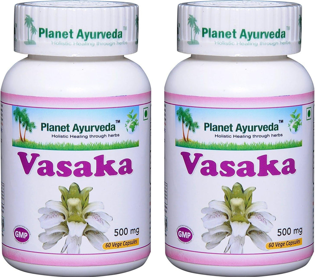 Vasaka - 2 Bottles (60 Capsules, 500mg each) - Planet Ayurveda