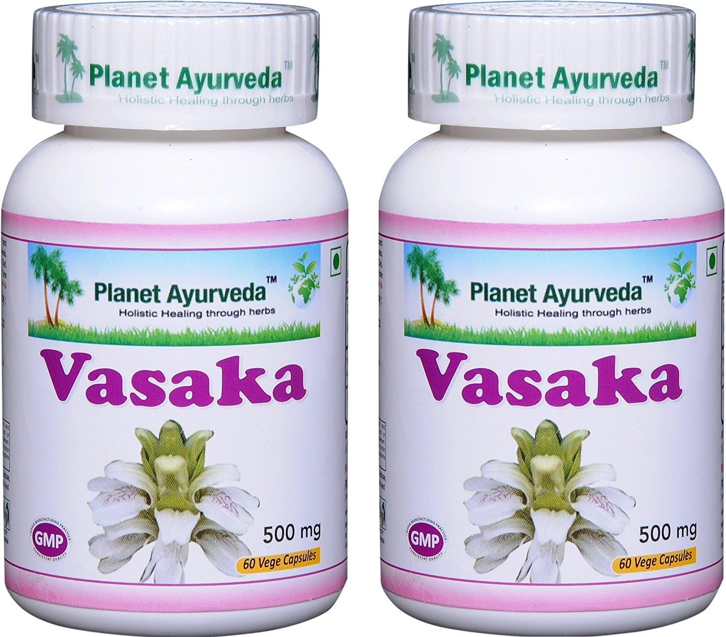 Vasaka - 2 Bottles (60 Capsules, 500mg each) - Planet Ayurveda