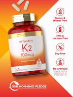 Carlyle Vitamin K2 Supplement 100 mcg MK-4, 240 Cápsulas