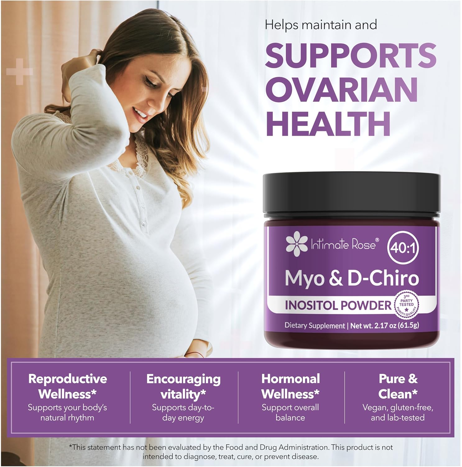 Intimate Rose Inositol en Polvo para Mujeres - Myo-inositol & D-Chiro Inositol (40:1)
