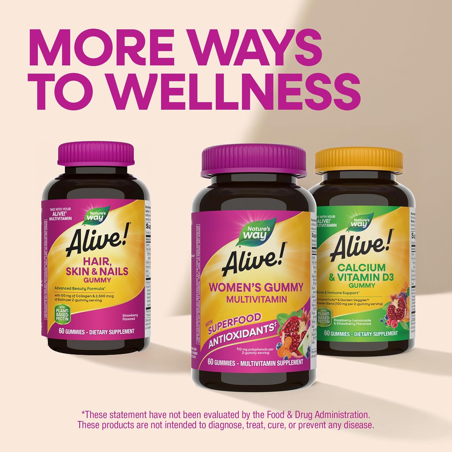 Nature's Way Alive! Gomas Multivitamínicas para Mujer, Sabor a Bayas Mixtas, 130 Gomas