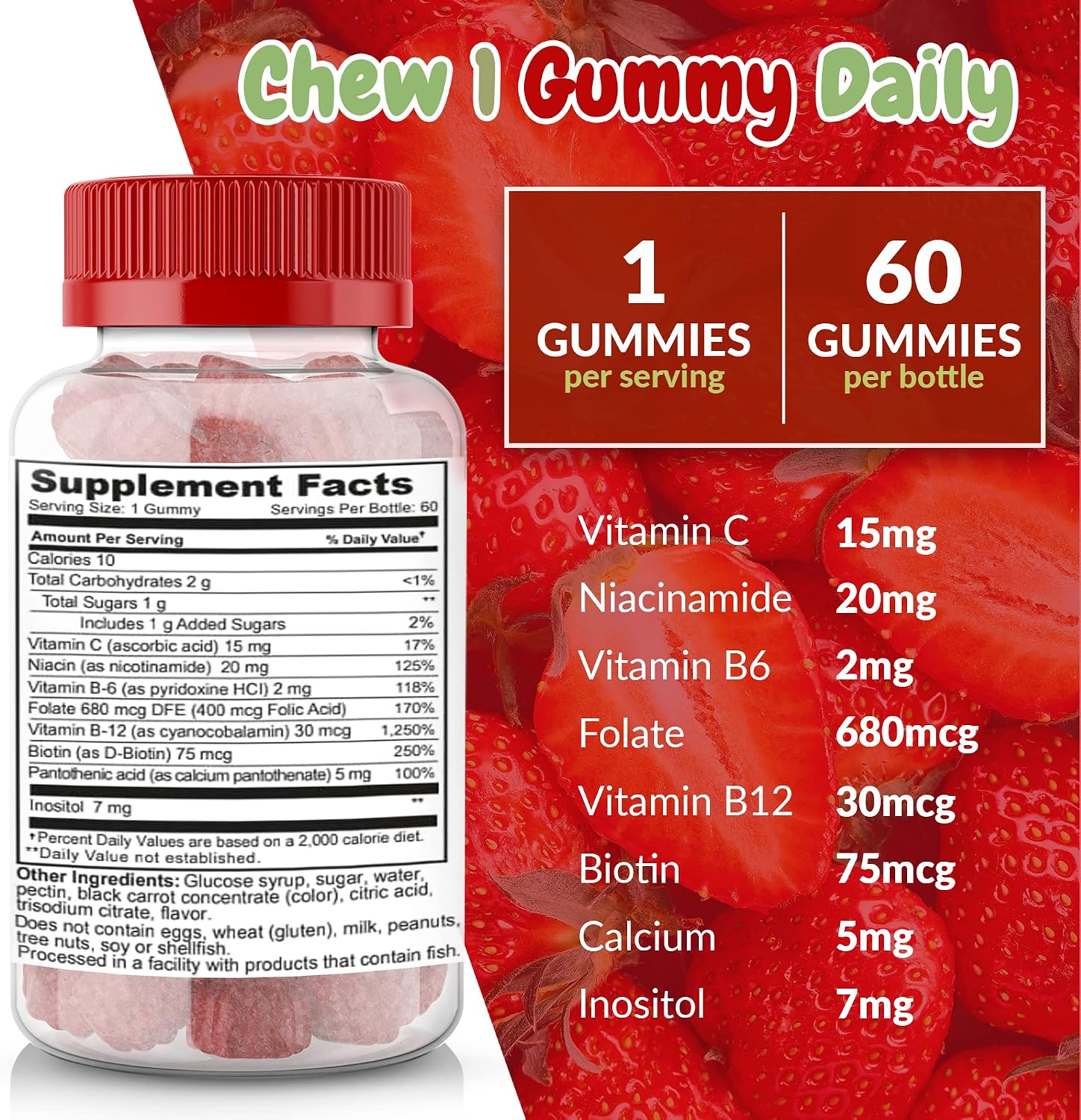 Gominolas de Complejo B sabor fresa con vitamina C