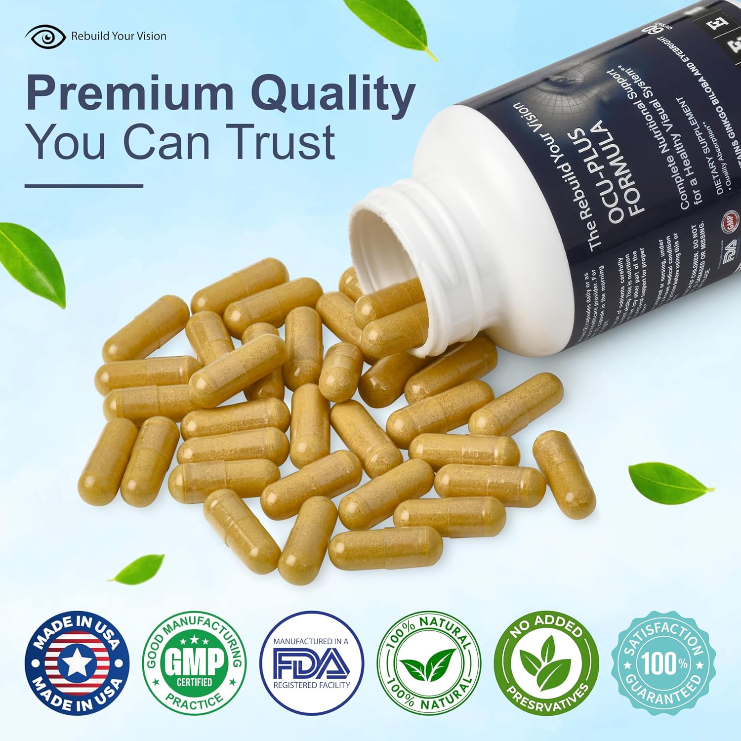 Rebuild Your Vision Ocu-Plus Formula – Suplemento para la Salud Visual con Luteína y Zeaxantina – 60 Cápsulas