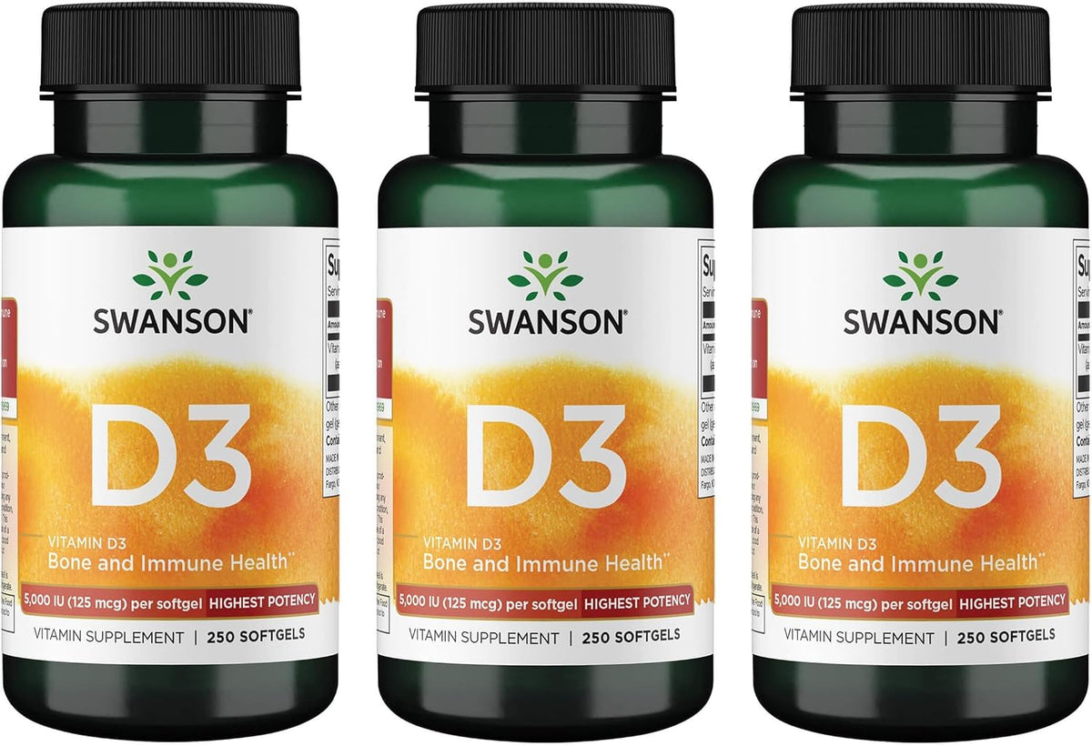 Swanson Vitamina D3 5000 UI - 125 mcg de – El mantenimiento de los huesos en condiciones normales. – Image 8
