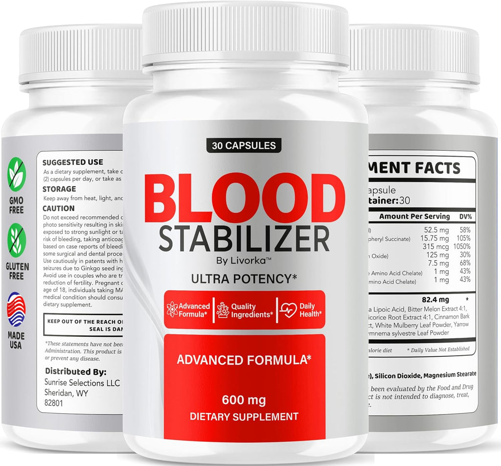 (3 Pack) Suplemento Blood Stabilizer - Fórmula Avanzada Original, Cápsulas BloodStabilizer, Máxima Potencia, 90 Cápsulas para 3 Meses