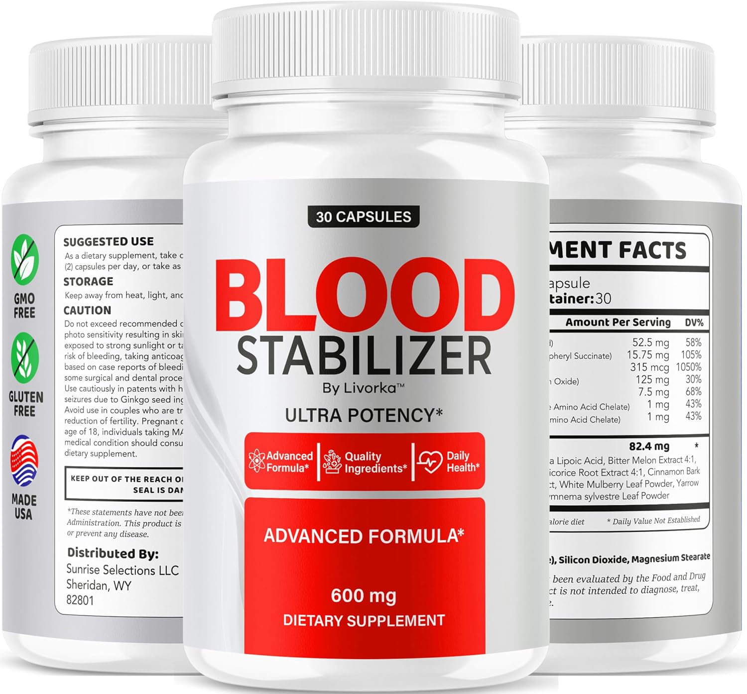 (3 Pack) Suplemento Blood Stabilizer - Fórmula Avanzada Original, Cápsulas BloodStabilizer, Máxima Potencia, 90 Cápsulas para 3 Meses