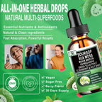 Vita letuo Soursop Drops - Suplemento Líquido Multivitamínico y Mineral con Soursop, Sea Moss, Black Seed Oil, Ashwagandha y Más (30 Dosis)