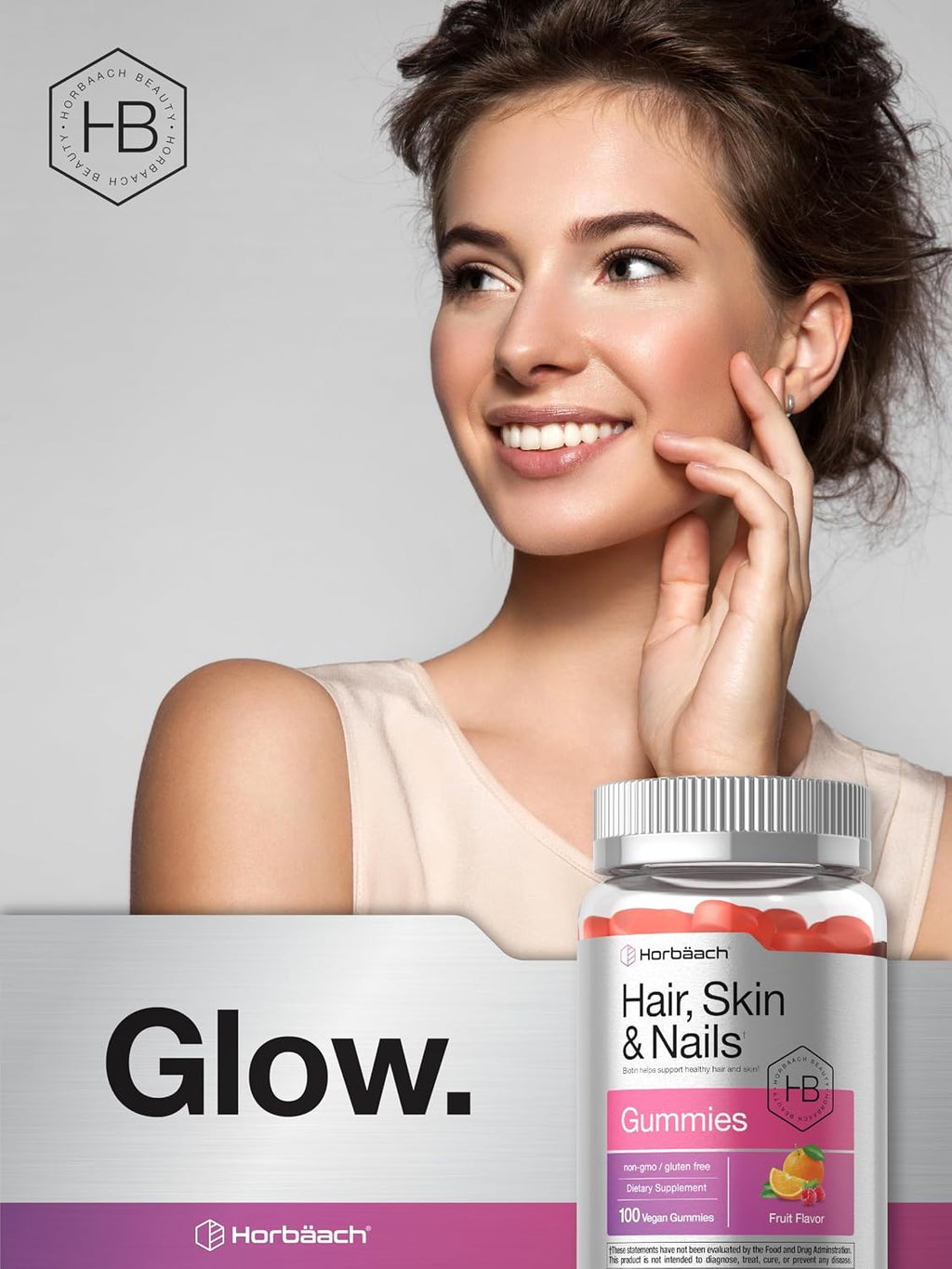 Gominolas de Biotina para Cabello, Piel y Uñas - 100 Unidades - Sabor Fruta - Sin Gluten - No GMO