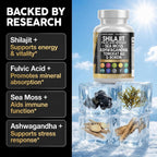 Shilajit para Hombres - Complejo con Sea Moss, Tongkat Ali, Ashwagandha y CoQ10 - 90 Cápsulas