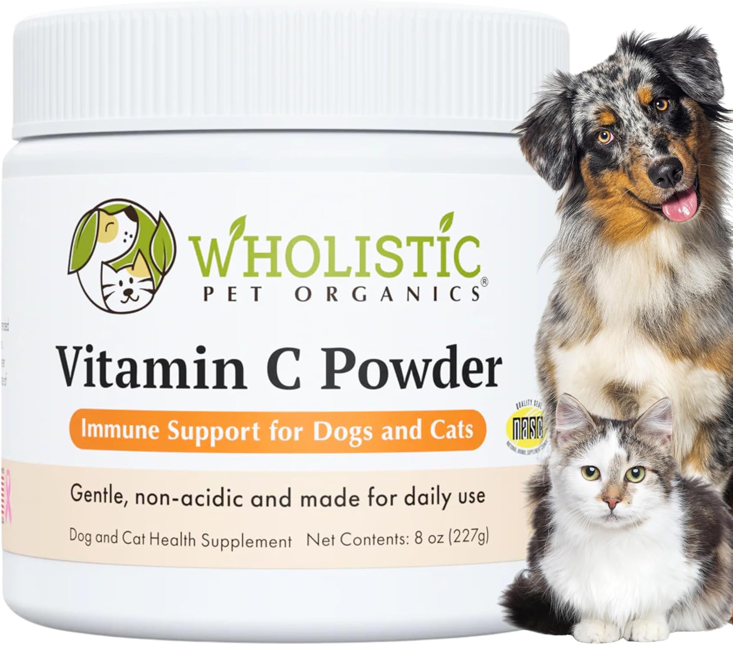 Wholistic Pet Organics Vitamina C en Polvo para Perros y Gatos - Alivio de Alergias y Picazón - Apoyo Inmunológico - 113 g