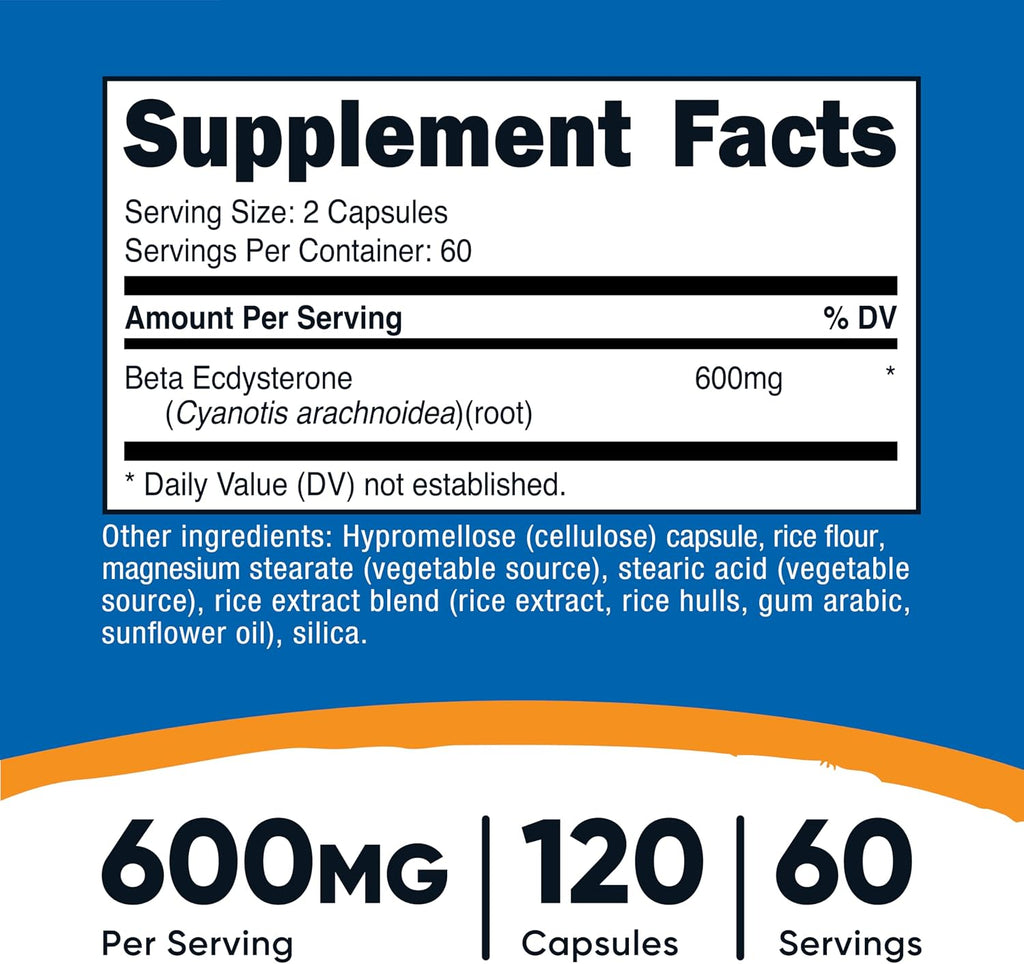 Nutricost Beta Ecdysterone 600mg per Serving, 120 Capsules - Vegan, GMO-Free, Gluten-Free