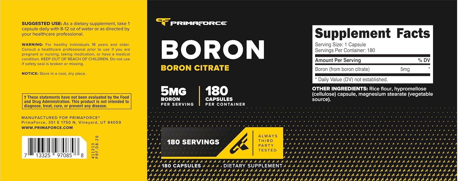 PrimaForce Boron Cápsulas 5mg, 180 Cápsulas Vegetarianas
