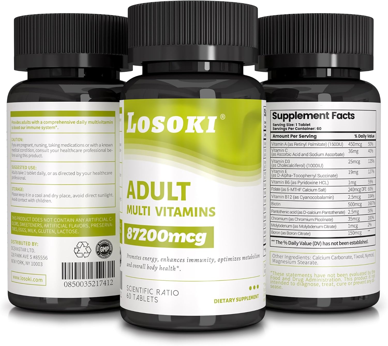 Losoki Multivitamínico Diario Completo - 60 Comprimidos para Hombres y Mujeres