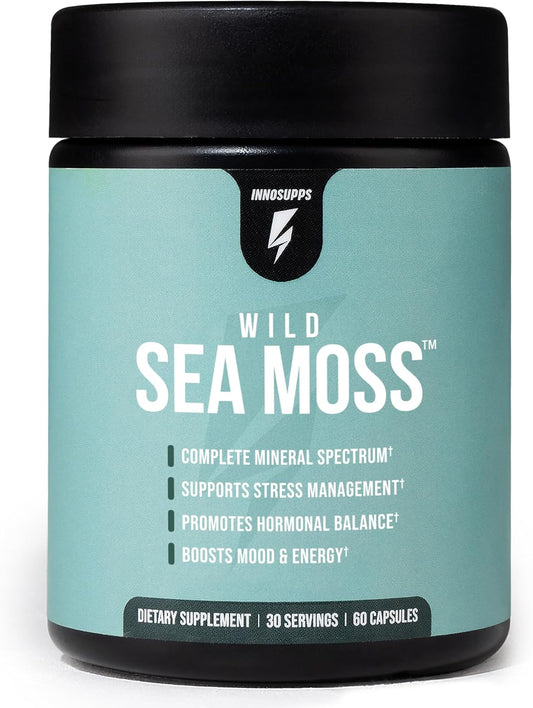 InnoSupps Wild Sea Moss Cápsulas - Complemento de Musgo Marino para Vitalidad y Salud Digestiva (30 Porciones)