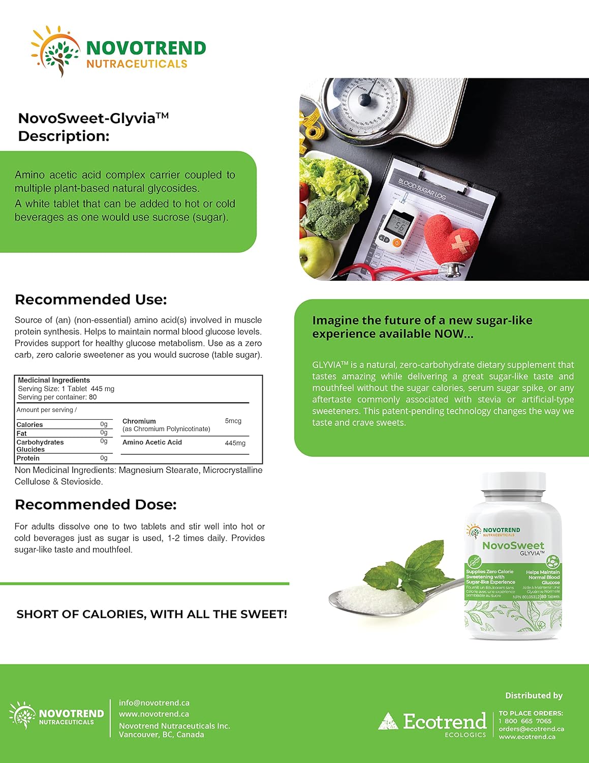 NovoSweet Glyvia 80 Tablets Natural Sweetener