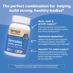 Renzo's Hercules Calcium con Vitamina D3, K2 y Aquamin para Niños - 60 Comprimidos Fundibles Sabor Uva