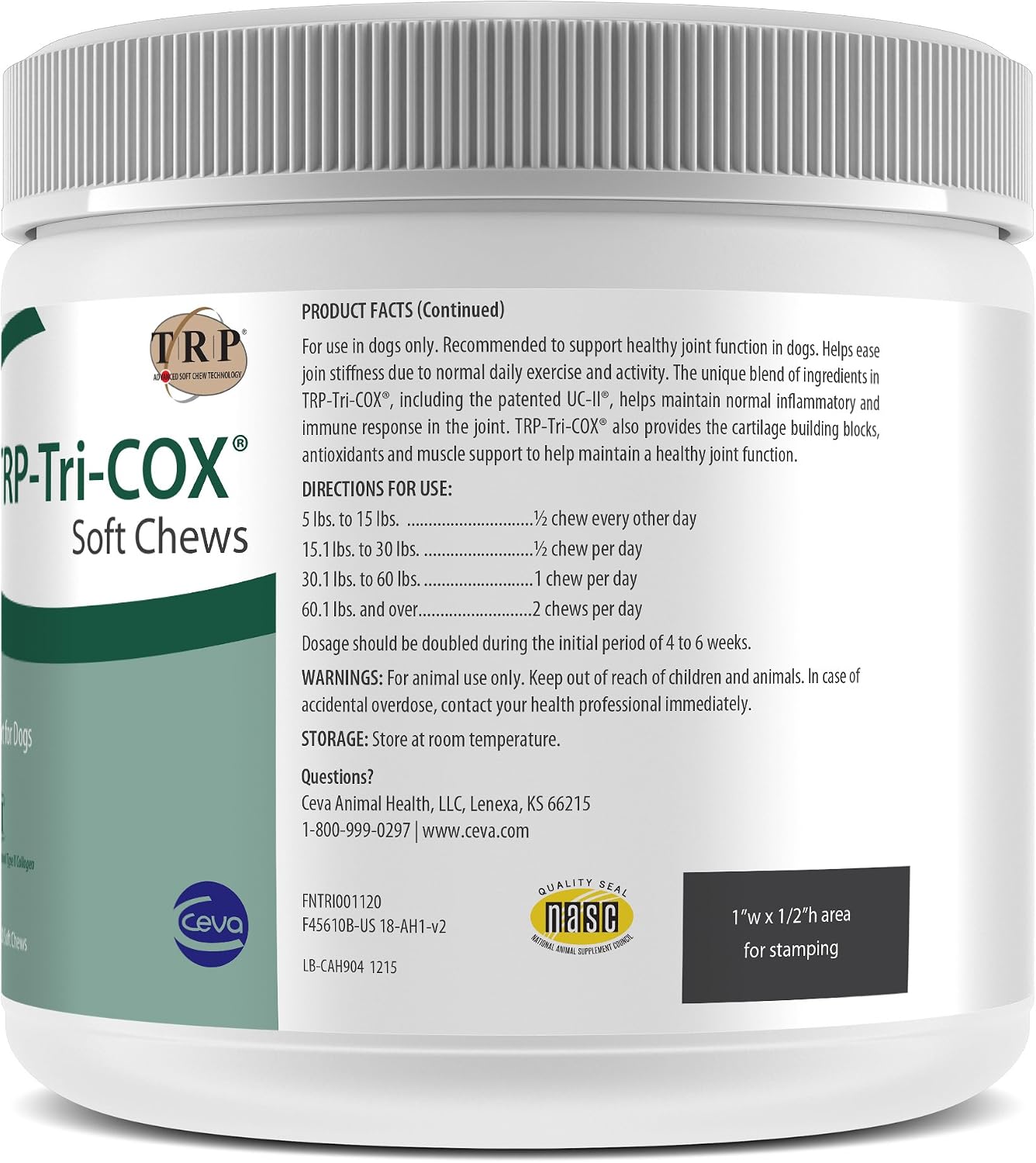 TRP-Tri-COX Soft Chews para Perros – Suplemento para Articulaciones y Movilidad, 120 unidades