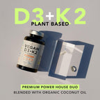 AMANDEAN Vitamina D3 K2 Vegana 5000 UI con K2 MK-7, 120 Cápsulas Blandas