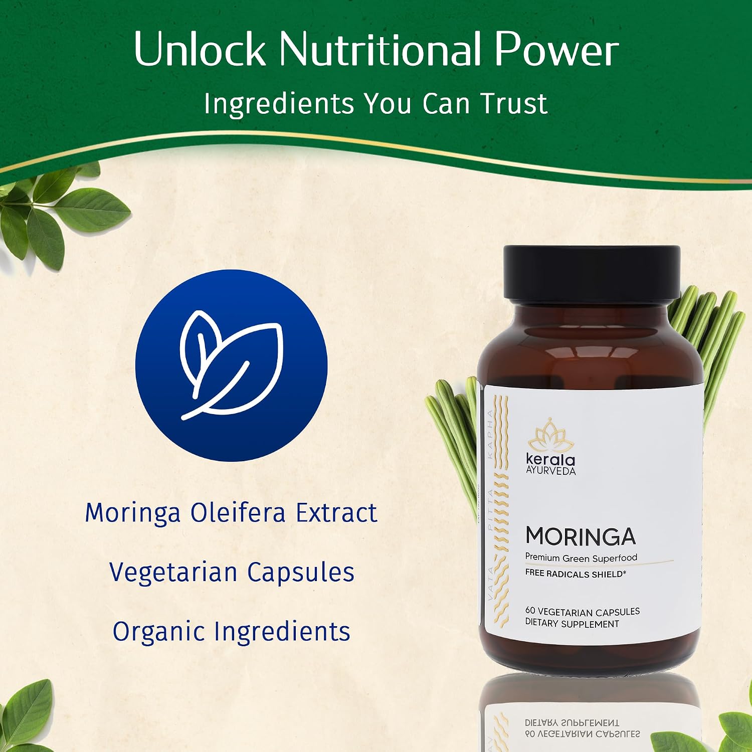 Kerala Ayurveda Moringa 450 mg - 60 Cápsulas Vegetales