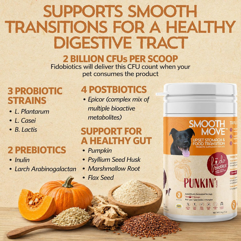 Fidobiotics Probióticos para Perros con Calabaza - 7 Días de Servicio para la Salud Digestiva