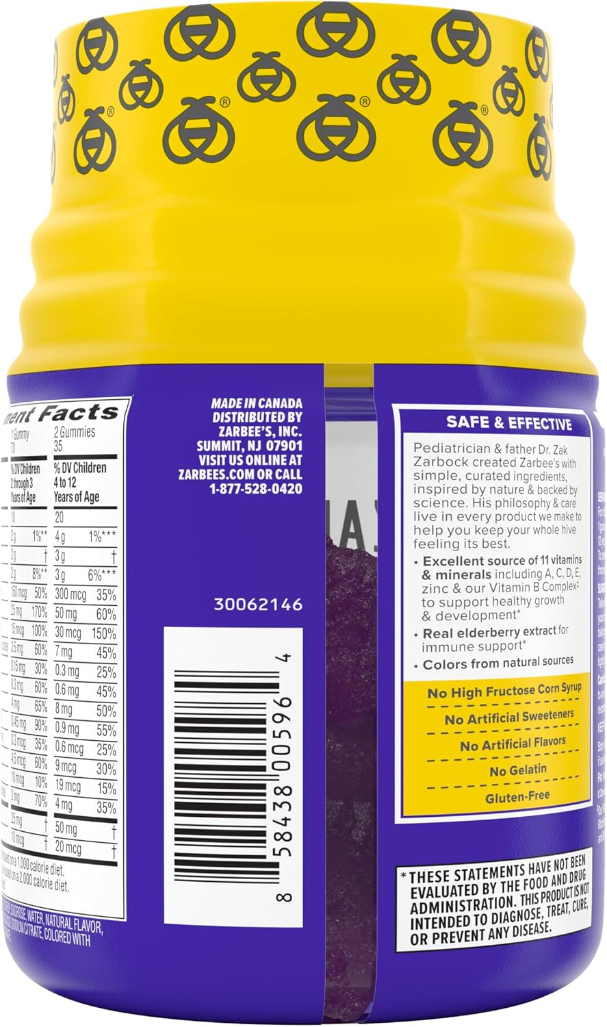 Zarbee's Multivitamínico Infantil Completo + Apoyo Inmunológico - 70 Gominolas Sabor a Bayas Naturales