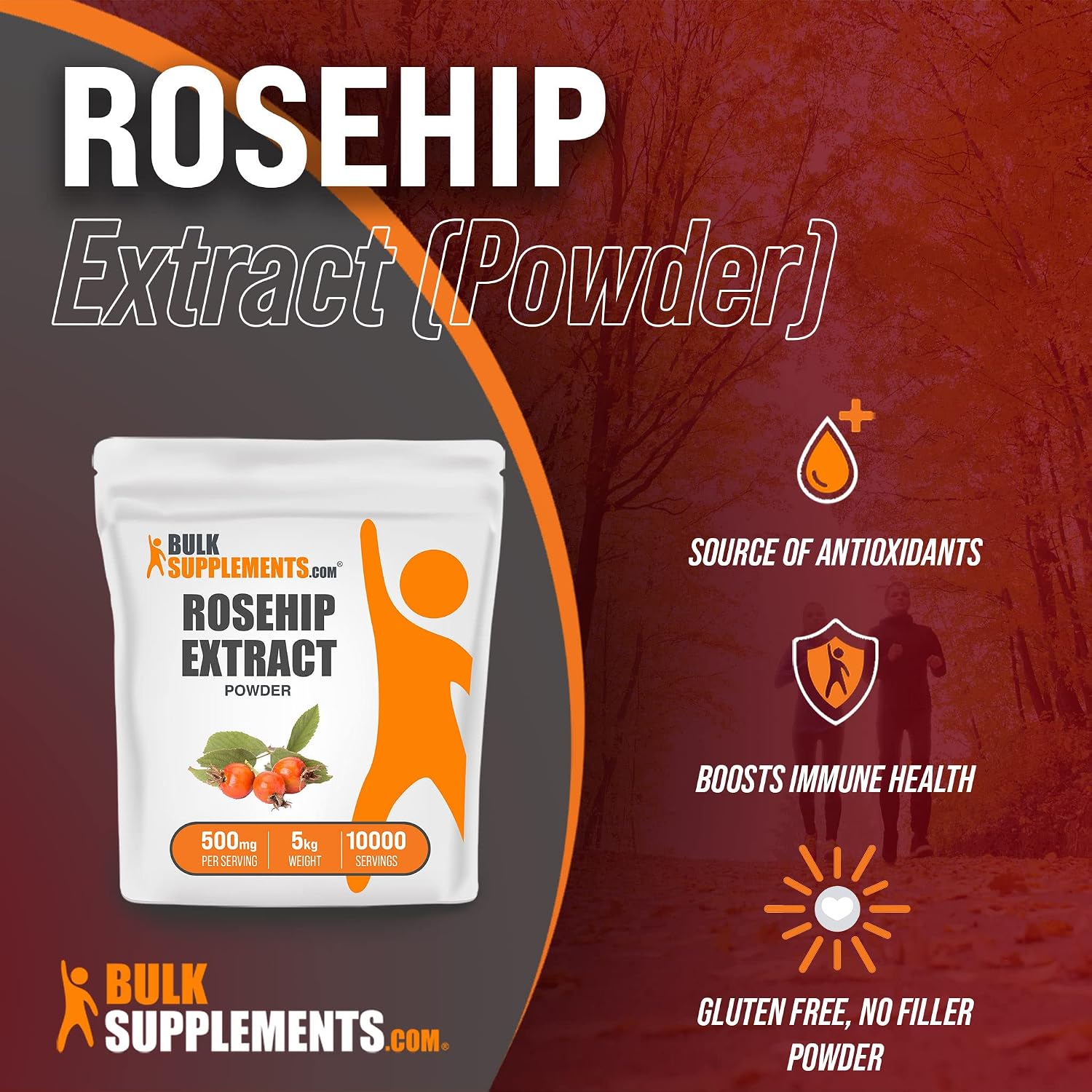 Extracto de Rosa Mosqueta en Polvo - 500 mg por Ración, 5 kg (11 lbs)