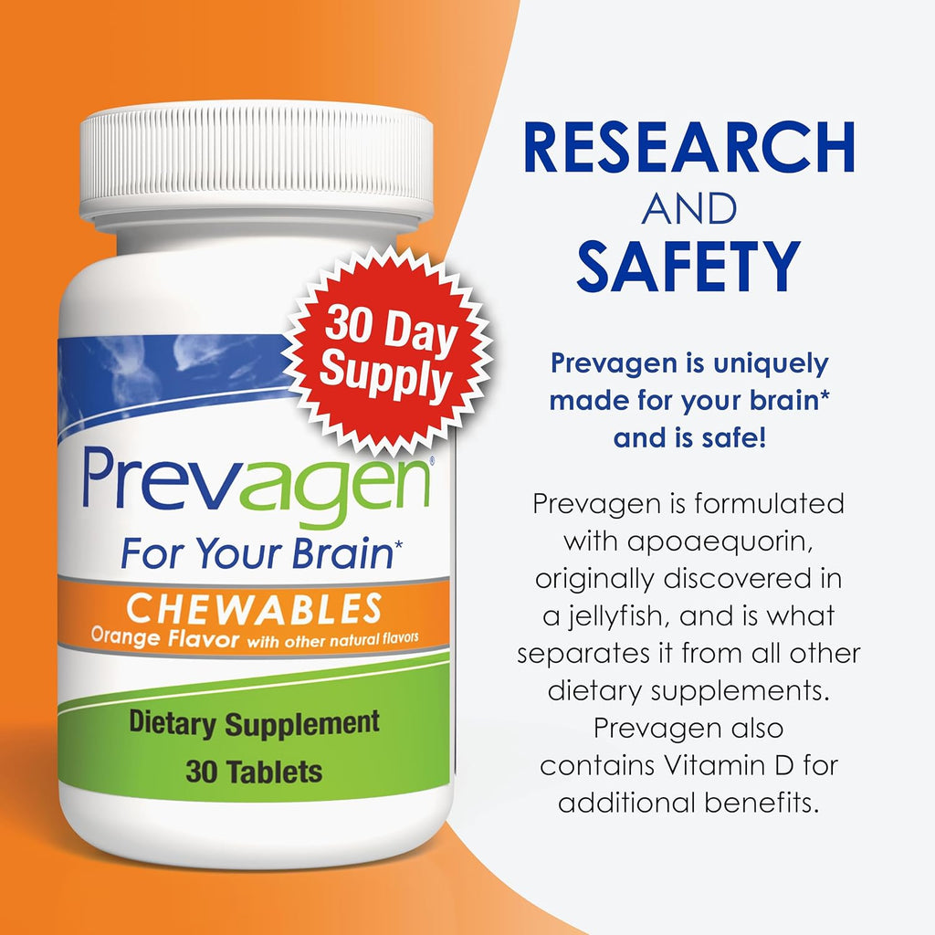 Prevagen Regular Strength Masticable Sabor Naranja - 60 Comprimidos (2 Meses de Suministro)
