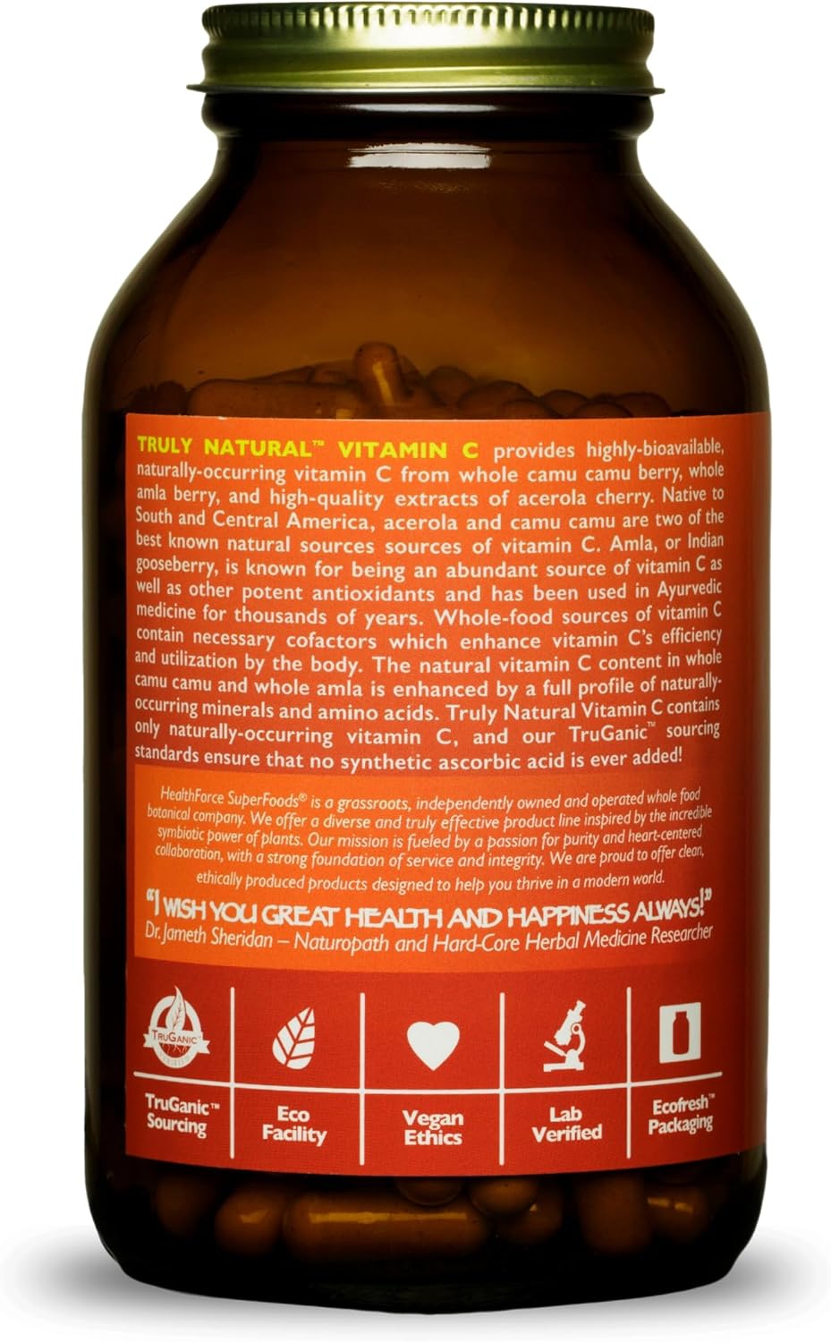 HealthForce Superfoods Truly Natural Vitamin C - 240 Cápsulas Veganas