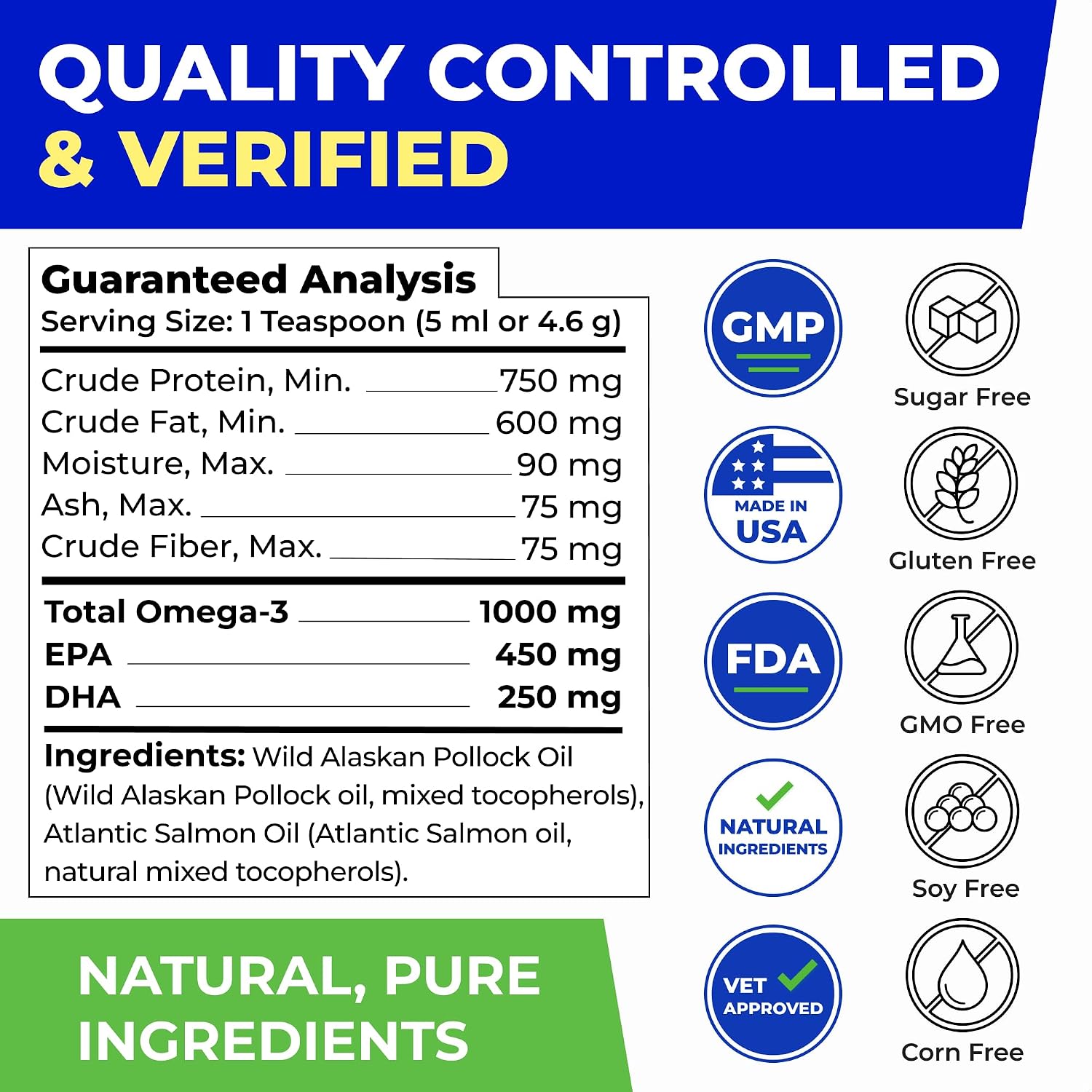 PAWFECTCHEW Aceite de Pescado para Perros - Omega-3 Natural - Apoyo para Piel y Pelaje - Suplemento Líquido con EPA y DHA - 473ml (16oz)