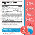 TransformHQ Boost Shot Sobres de Bebida en Polvo, Sabor Rocket Pop, 7 Sobres, Complemento Energético con Cafeína, Vitaminas B12, B9, B6 y B3
