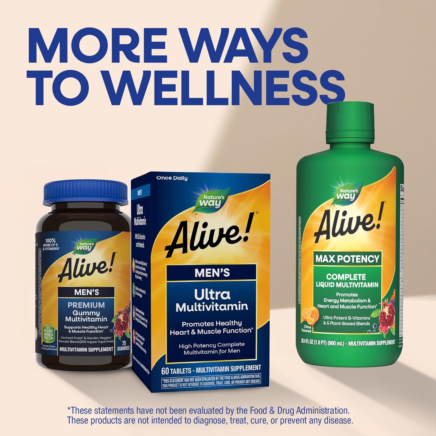 Nature's Way Alive! Multivitamínico diario para hombres, fórmula de alta potencia, 150 comprimidos