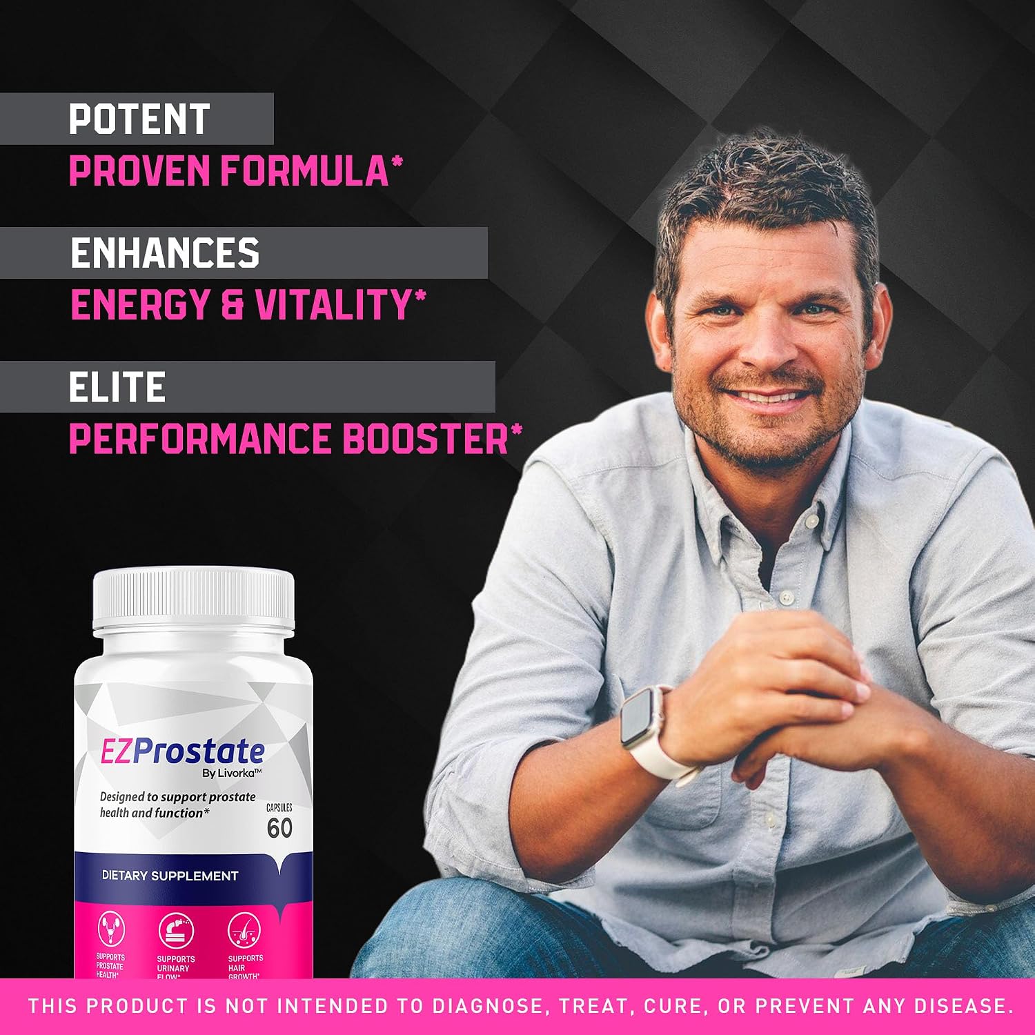 EZ Prostate Supplement (2 Paquetes) - 120 Cápsulas para 2 Meses