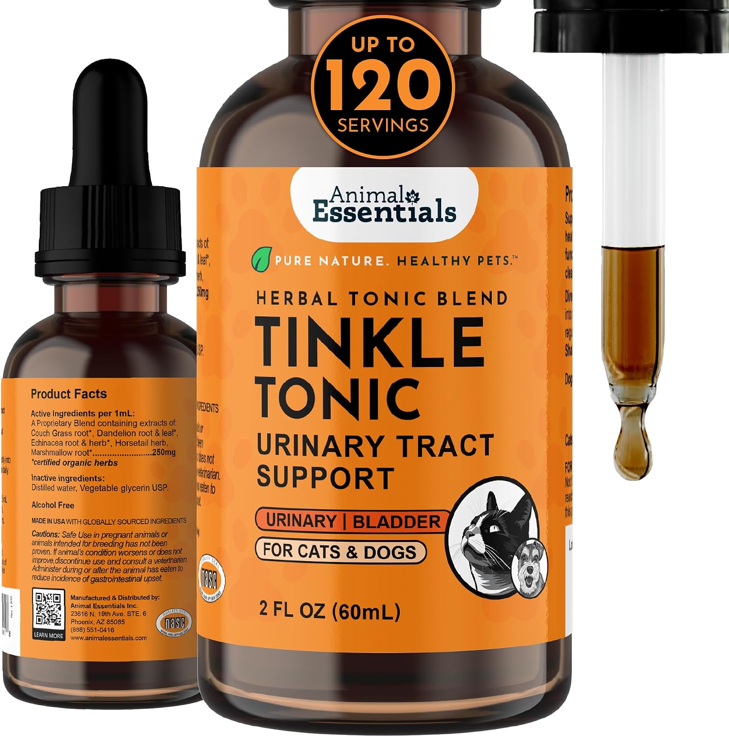Animal Essentials Tinkle Tonic - Apoyo Urinario para Perros y Gatos, 1 fl oz
