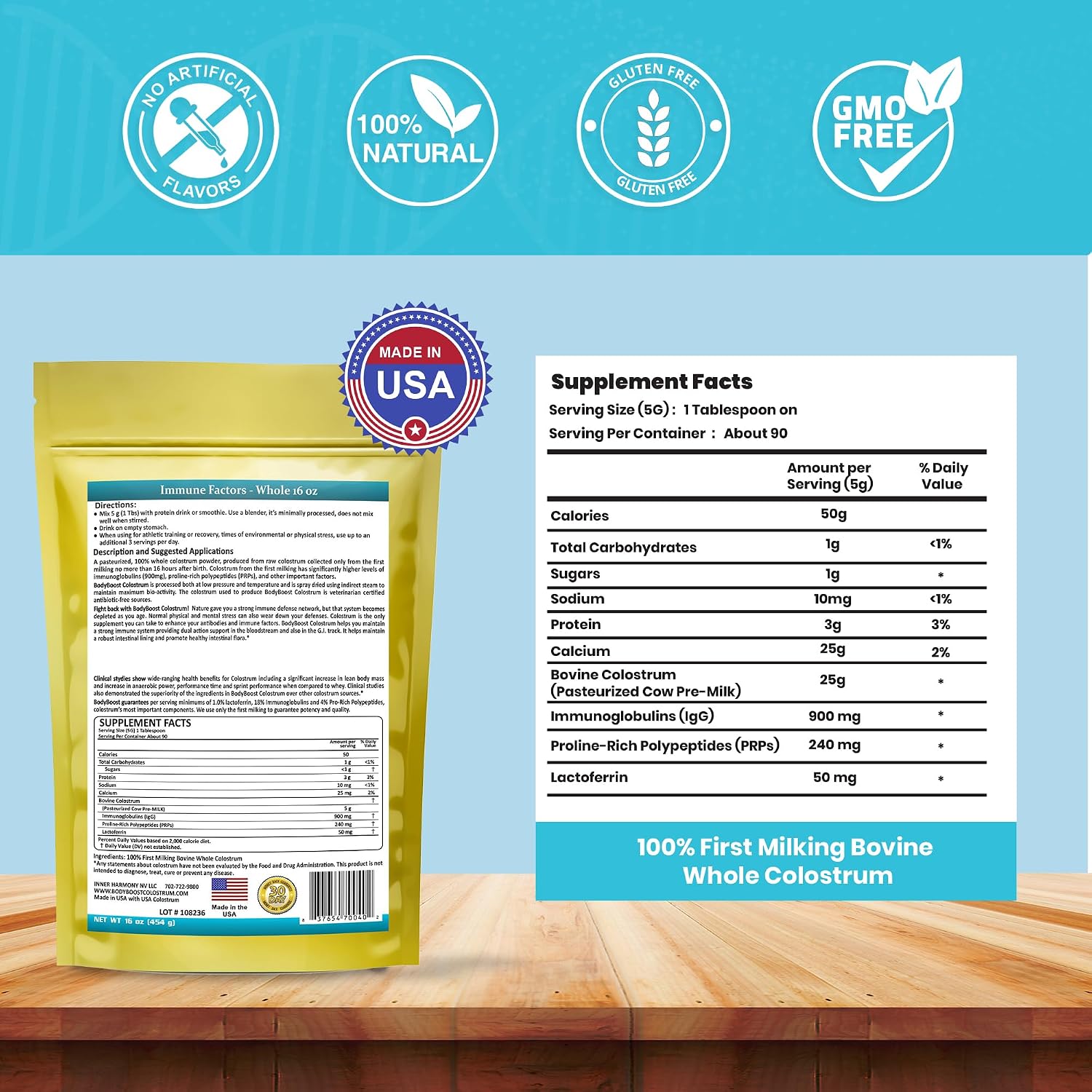 BodyBoost Colostrum Whole - Calostro Bovino 100% Puro, 2x454g