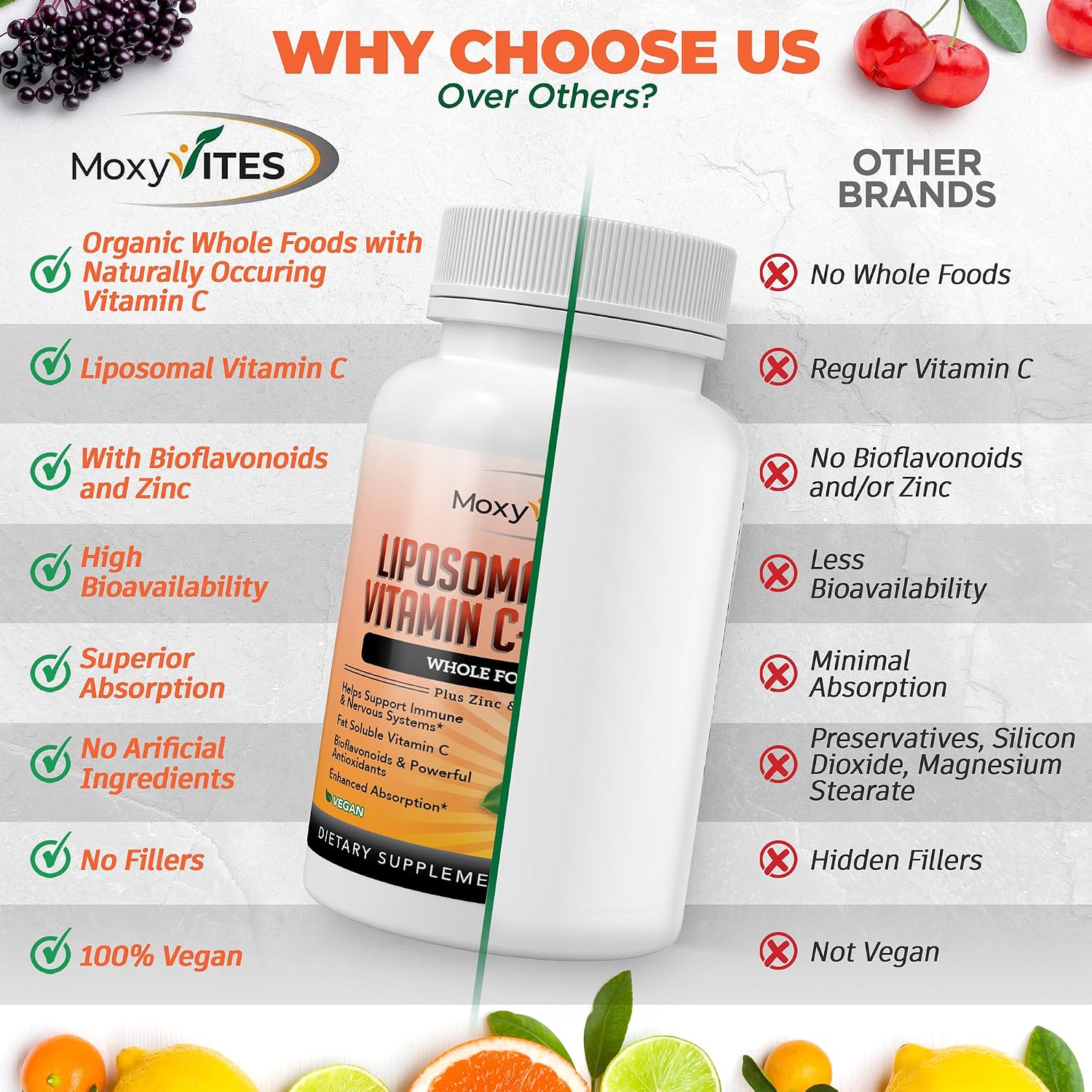 MoxyVites Vitamina C Liposomal con Zinc y Bayas Orgánicas (180 Cápsulas)