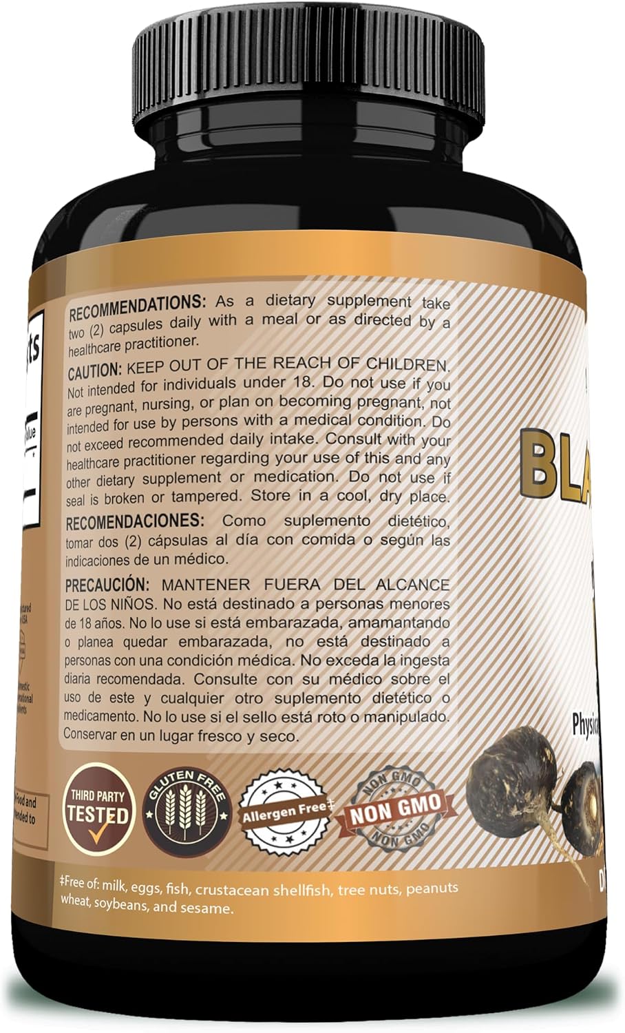 Maca Negra Orgánica 1.900 mg por Ración - Energía Natural Peruana - 120 Cápsulas