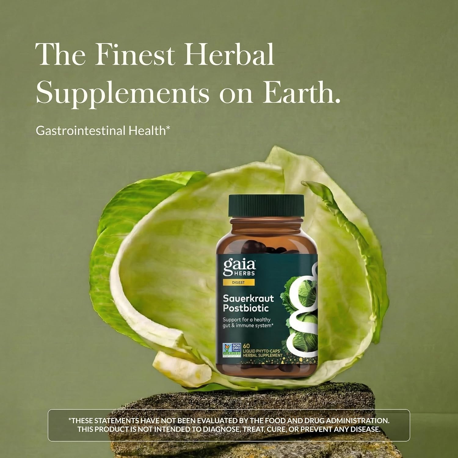 Gaia Herbs Postbiótico de Chucrut - Salud Digestiva e Inmune - 60 Cápsulas Veganas