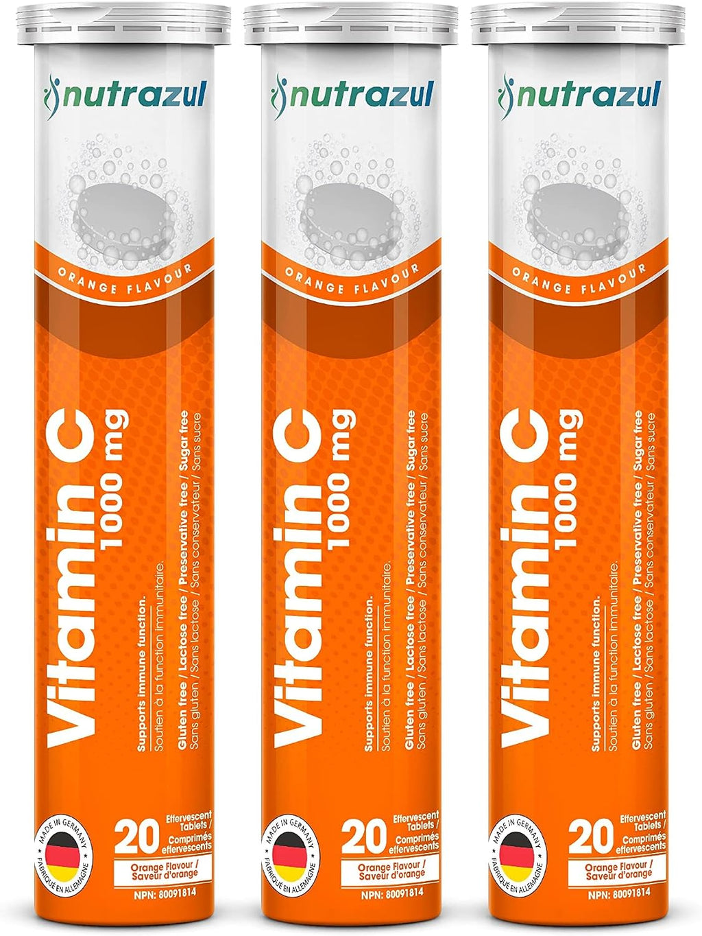 nutrazul Vitamina C 1000mg Comprimidos Efervescentes, 60 Comprimidos (3x20)