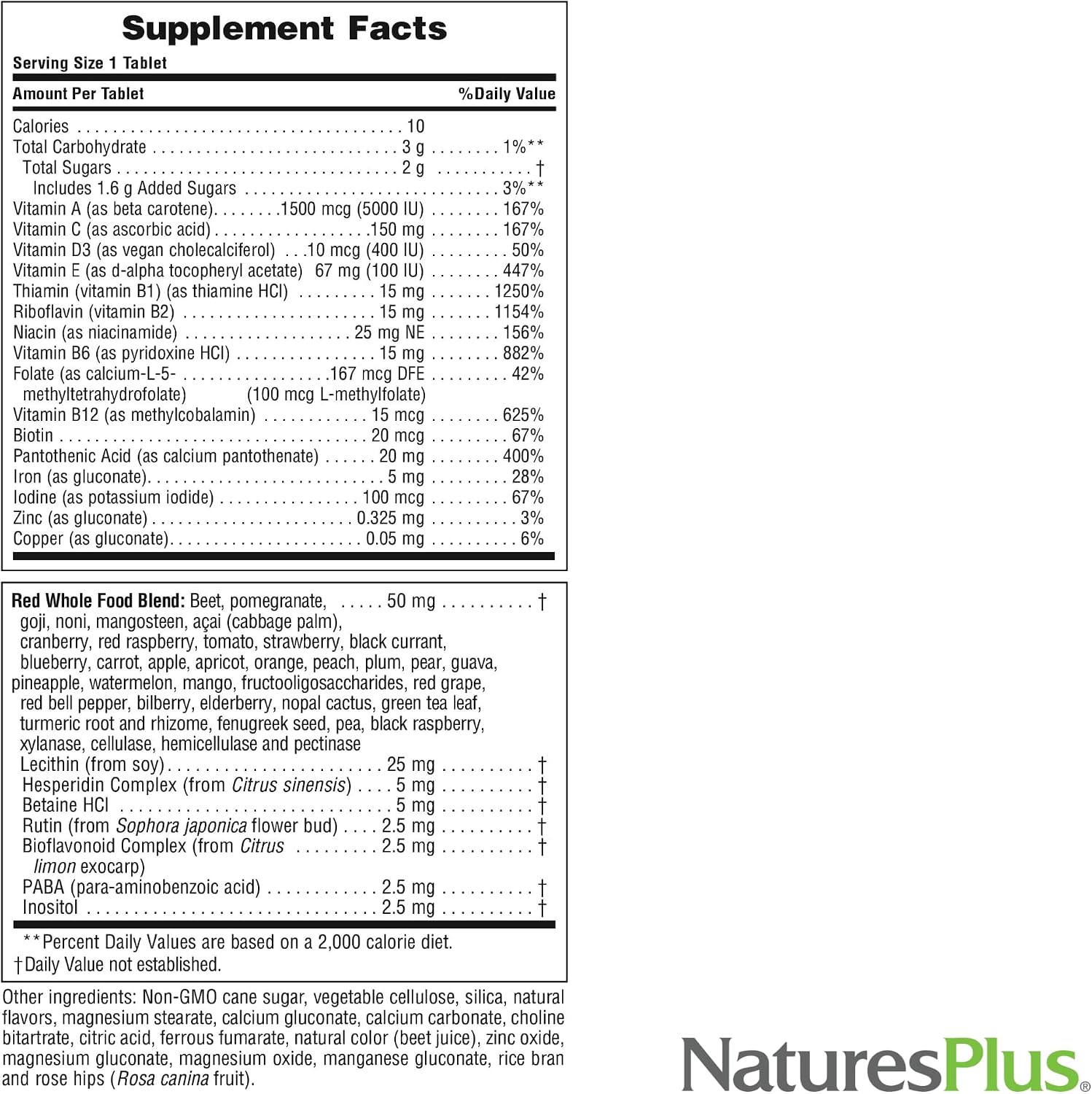 NaturesPlus Adult's Chewable - 60 Comprimidos, Sabor Exótico Bayas Rojas - Multivitamínico y Mineral - Vegetariano, Sin Gluten