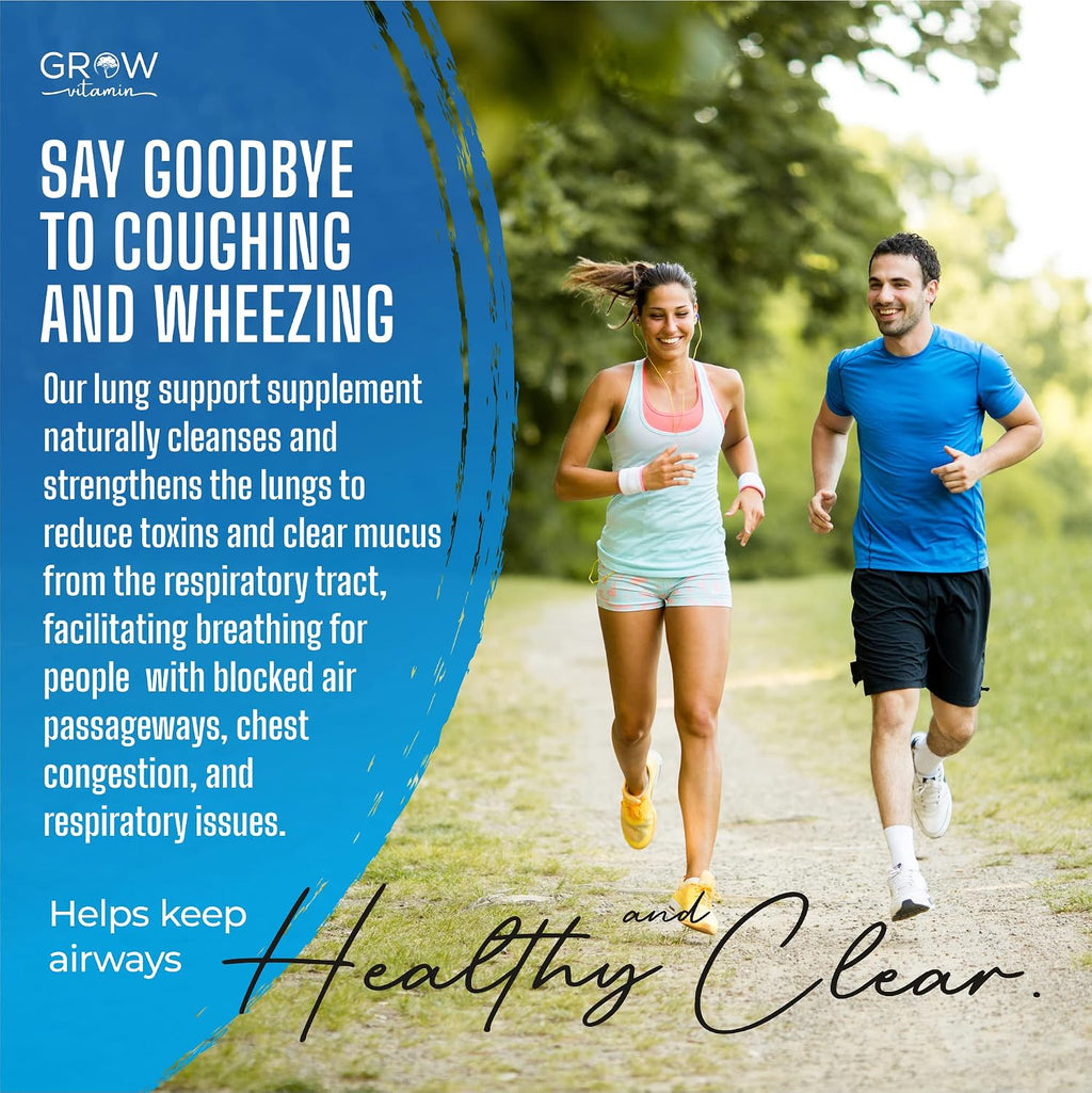 Grow Vitamin Lung Health - Suplemento Respiratorio con Vitamina C, 60 Cápsulas