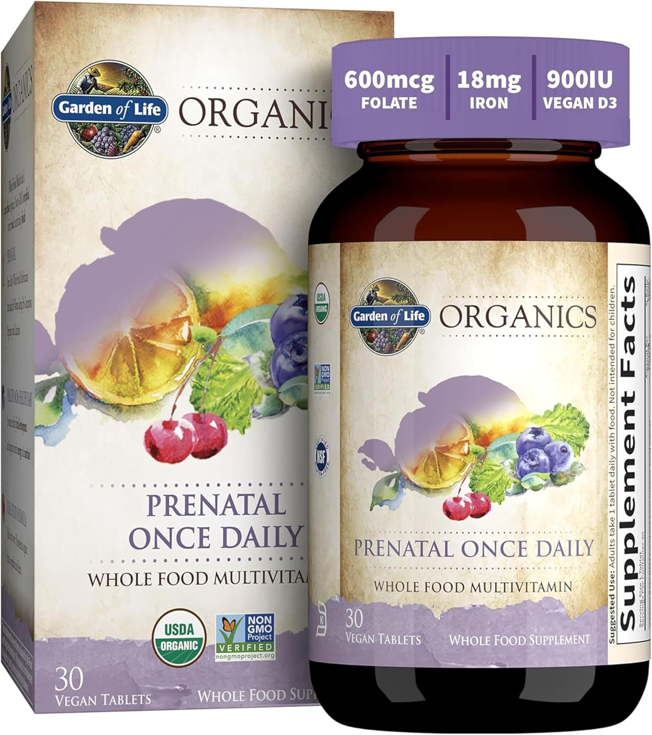 Garden of Life Vitaminas Prenatales Orgánicas, 90 Comprimidos
