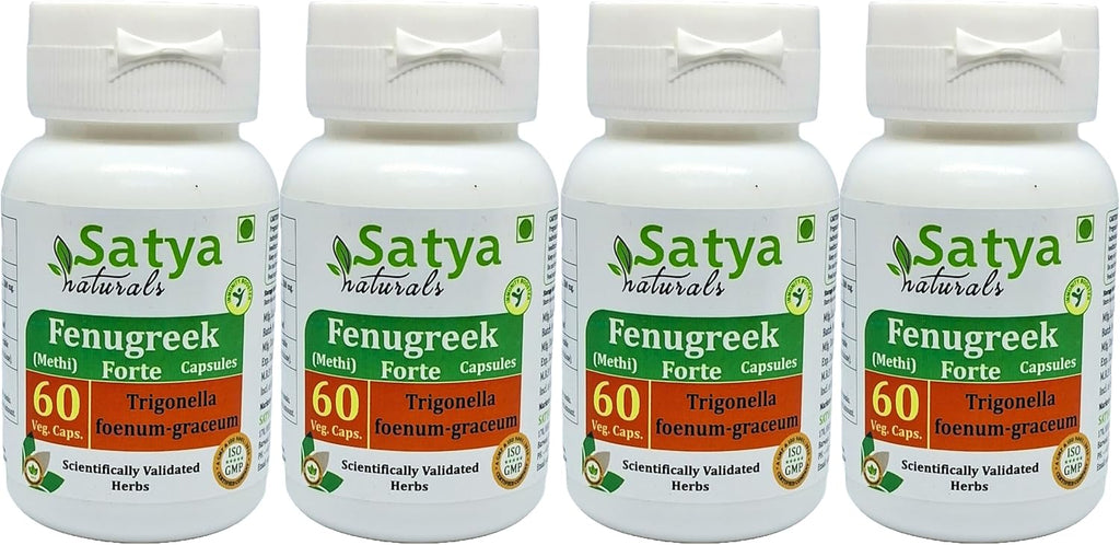 Fenugreek Forte Cápsulas de 500 mg - Extracto de Fenogreco 10:1 - 4 Envases de 60 Cápsulas Vegetales