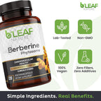 B’Leaf Nature Berberina Phytosome, 120 Cápsulas – 1100 mg de Berberina para el Apoyo Metabólico y Cardiovascular – Vegano, Sin Gluten, No-GMO