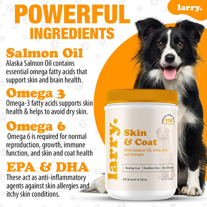 Aceite de Salmón para Perros – Piel y Pelaje | Larry | 120 Masticables Blandos