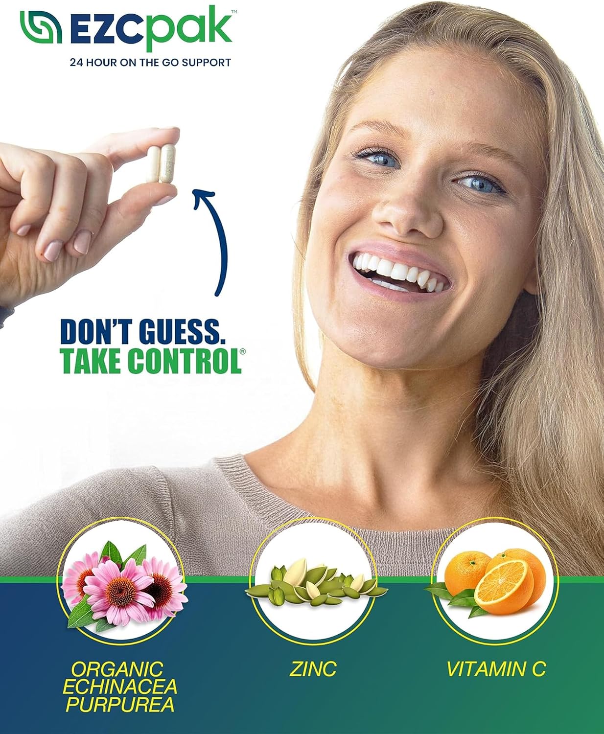 EZC Pak On The Go - Equinácea, Vitamina C y Zinc para las Defensas