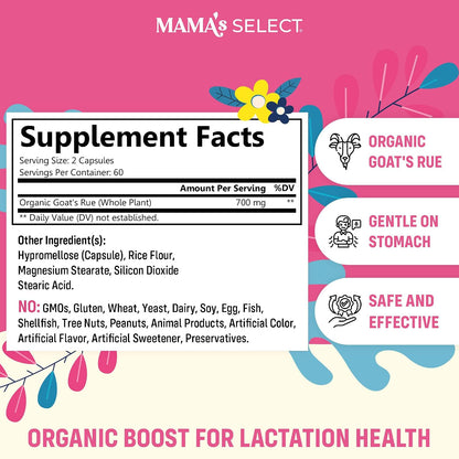 Mama's Select Cápsulas Orgánicas de Goat's Rue para la Producción de Leche Materna - Sin OGM, Vegano, Sin Gluten – Image 2