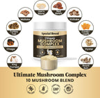 Mushroom Powder for Dogs & Cats - Organic Mushroom Complex for Immune Support, Cognition, Vitality - Ten Mushroom Supplement with Turkey Tail, Lion's Mane, Reishi - 180 Scoops