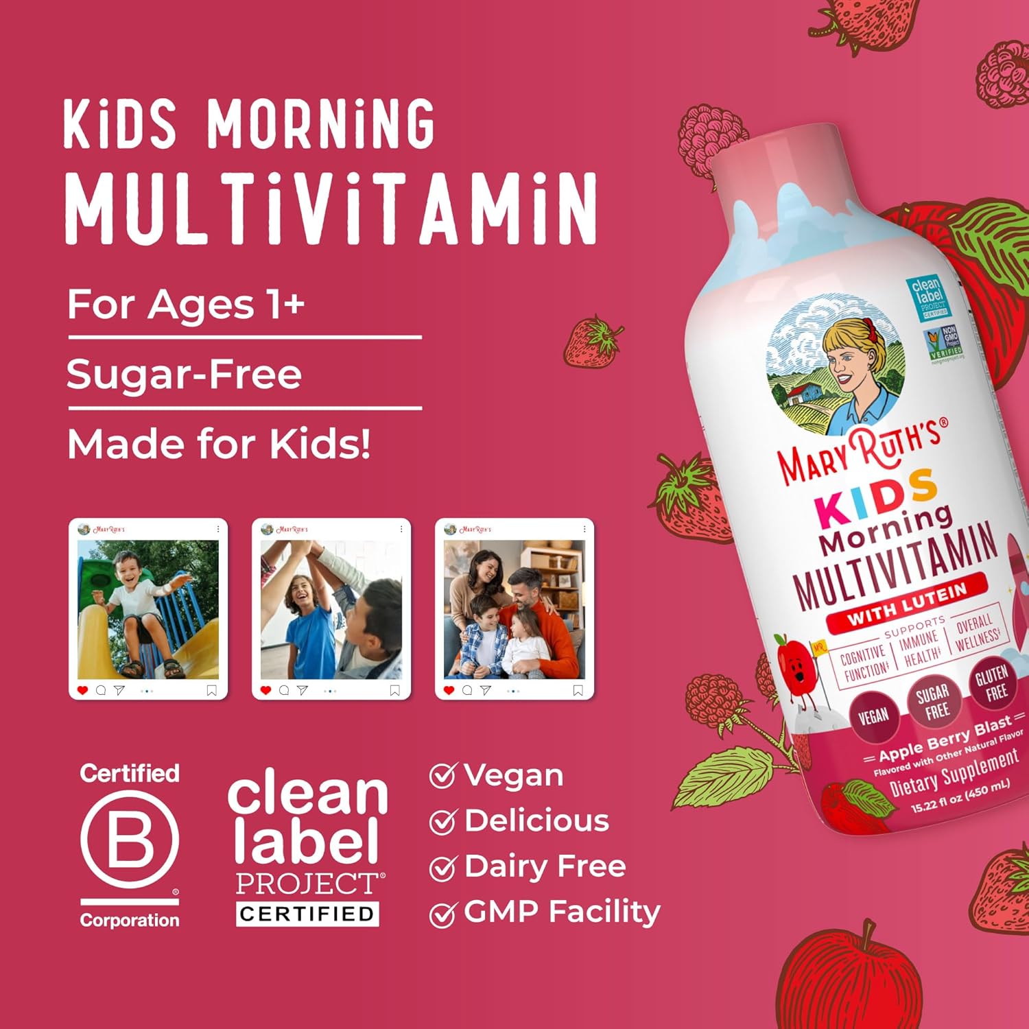 MaryRuth's Multivitamínico Líquido para Niños - Sabor Manzana Baya - 450 ml