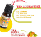 GreenPeach Gotas Orgánicas de Vitamina D para Bebés e Infantes - Vegetariano, Sin Azúcar ni Saborizantes, No GMO - Pack de 1